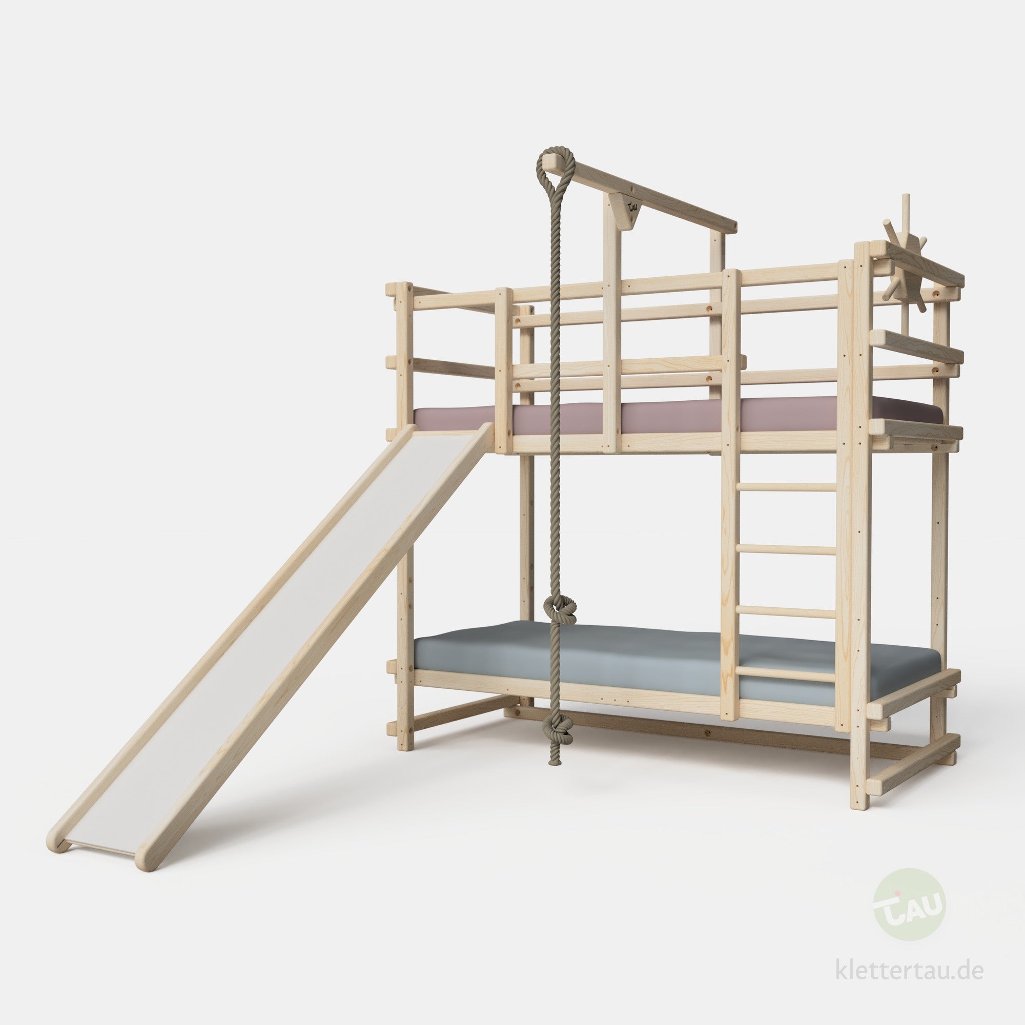 Abenteuer-Etagenbett mit Rutsche von TAU Abenteuerbetten #Schubladen_ohne Schubladen
