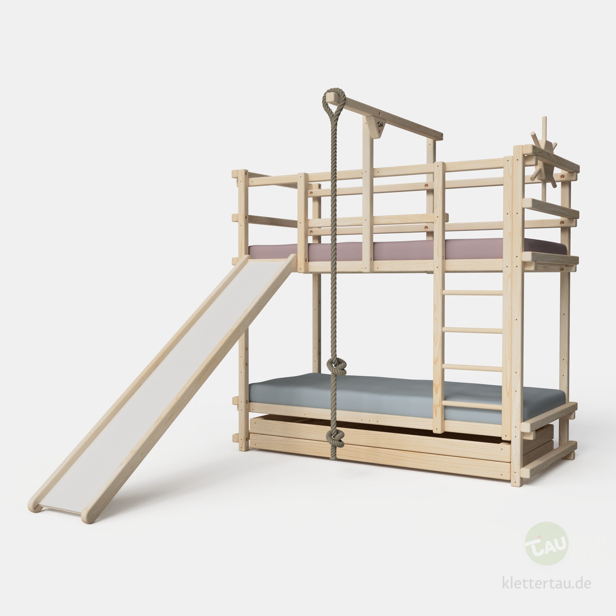Abenteuer-Etagenbett mit Rutsche von TAU Abenteuerbetten #Schubladen_Riesenschublade