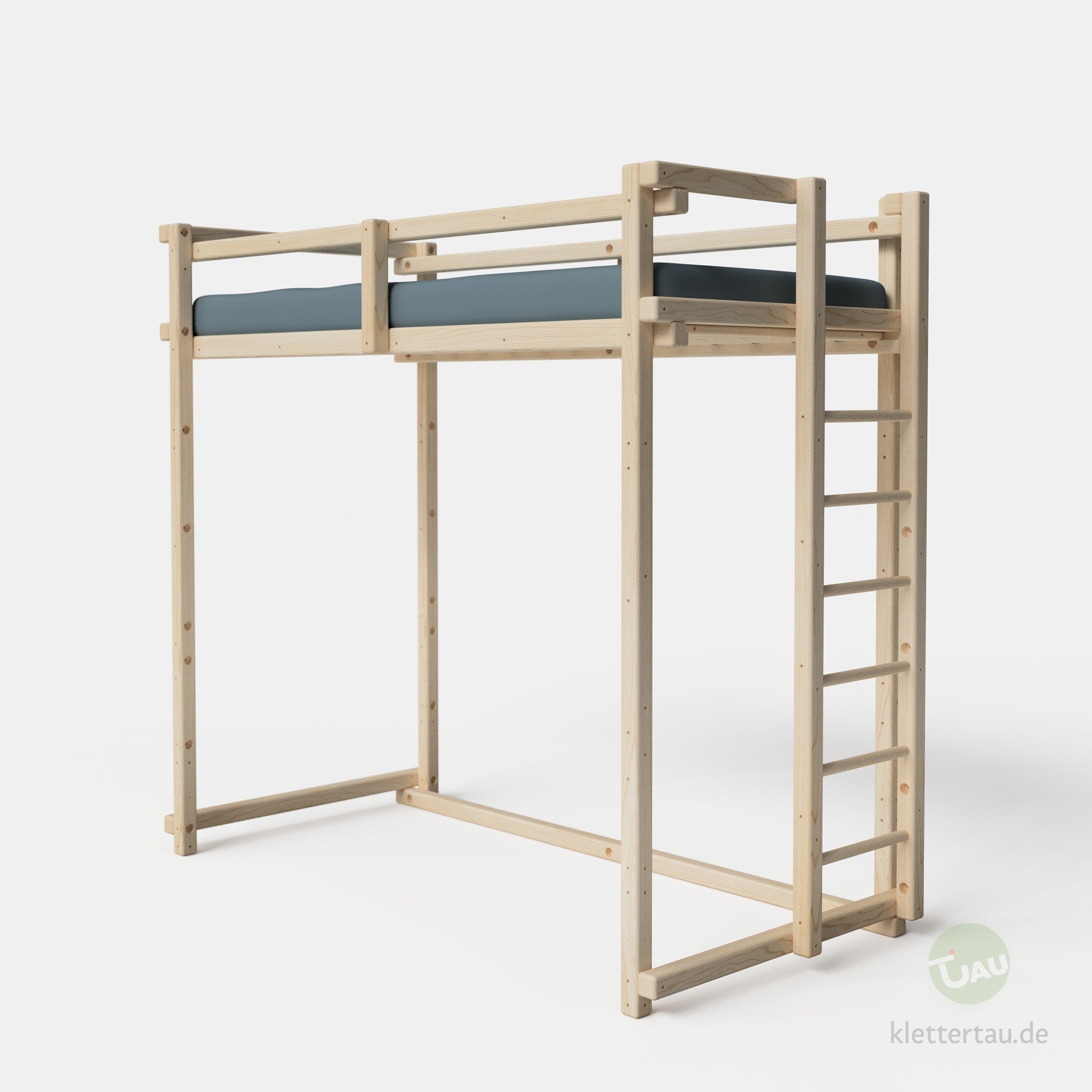 Jugendhochbett 90cm mit Sprossenleiter an der Schmalseite von TAU Abenteuerbetten