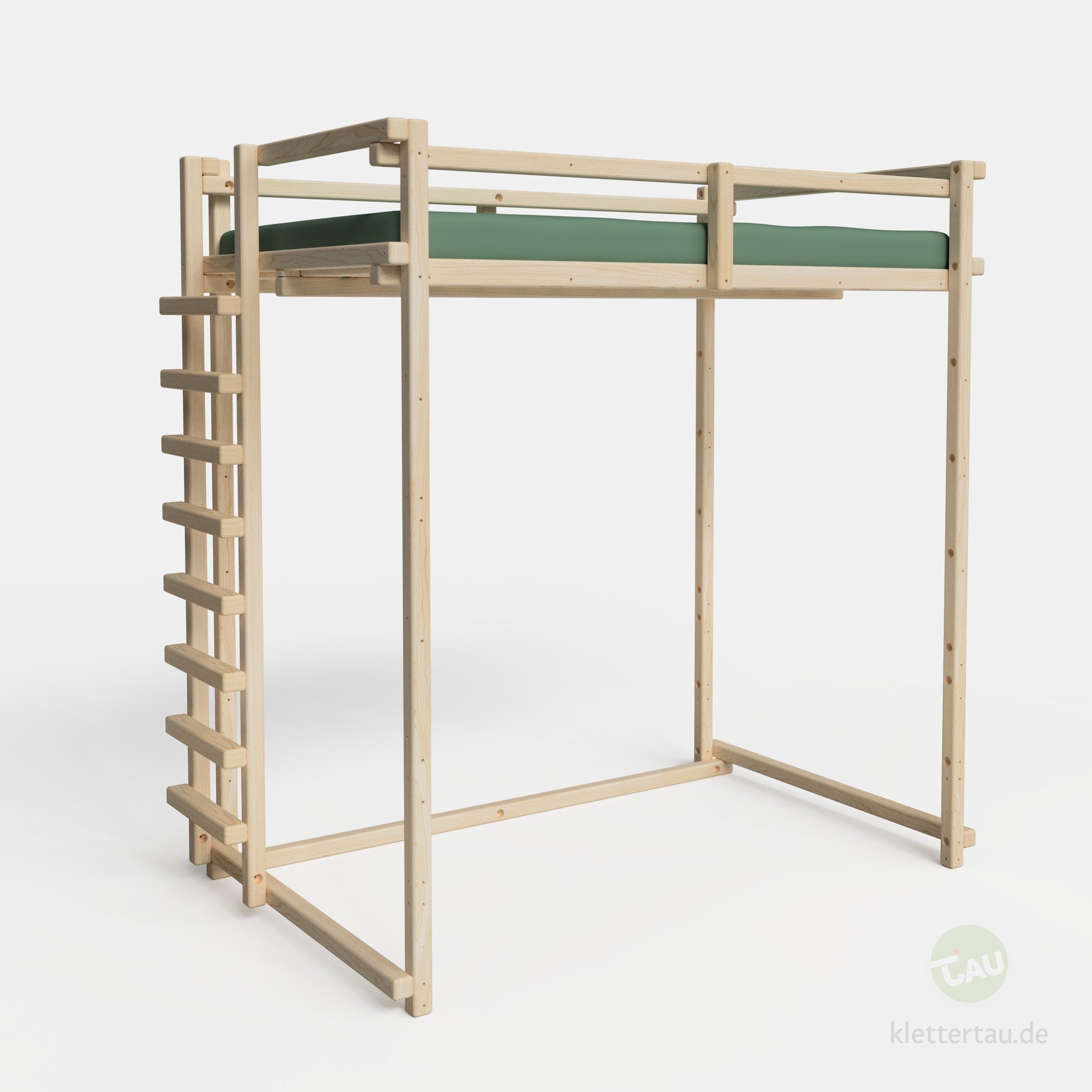 Jugendhochbett 120cm mit Balkenleiter an der Schmalseite von TAU Abenteuerbetten - Ansicht 2