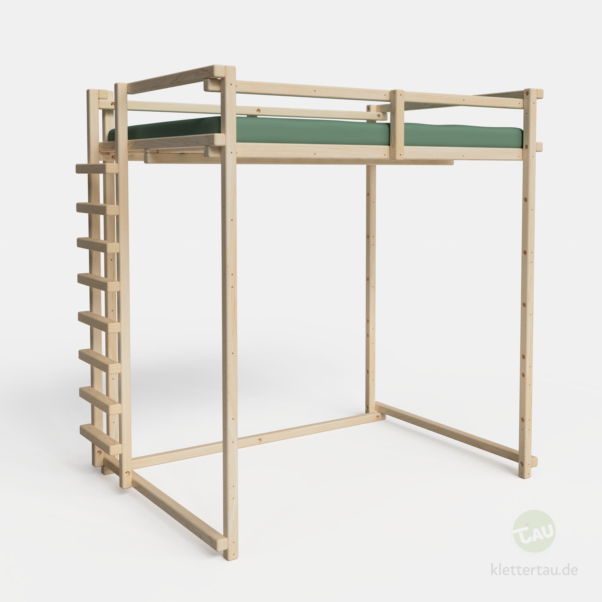 Jugendhochbett 140cm mit Balkenleiter an der Schmalseite von TAU Abenteuerbetten - Ansicht 2
