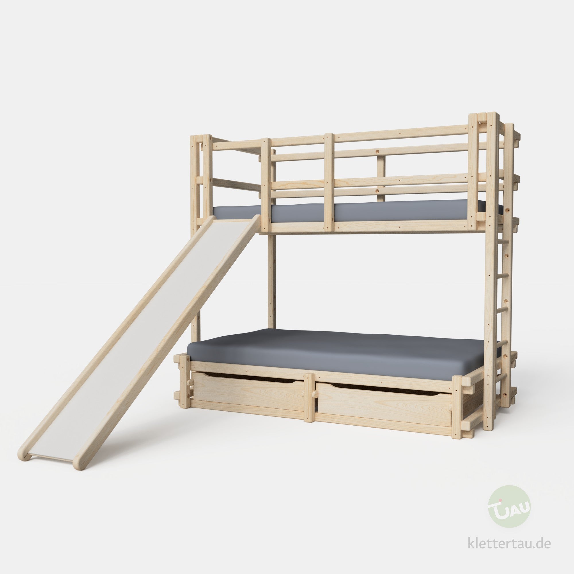 Etagenbett 90 über 120 mit Rutsche und zwei Schubladen von TAU Abenteuerbetten #Breite der unteren Liegenebene_120 cm