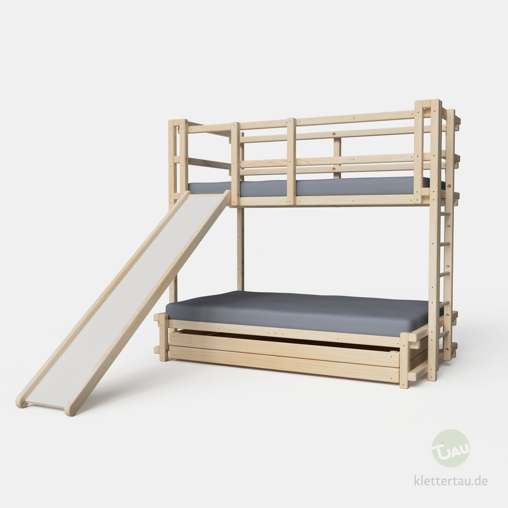 Etagenbett 90 über 120 mit Rutsche und Riesenschublade von TAU Abenteuerbetten #Breite der unteren Liegenebene_120 cm