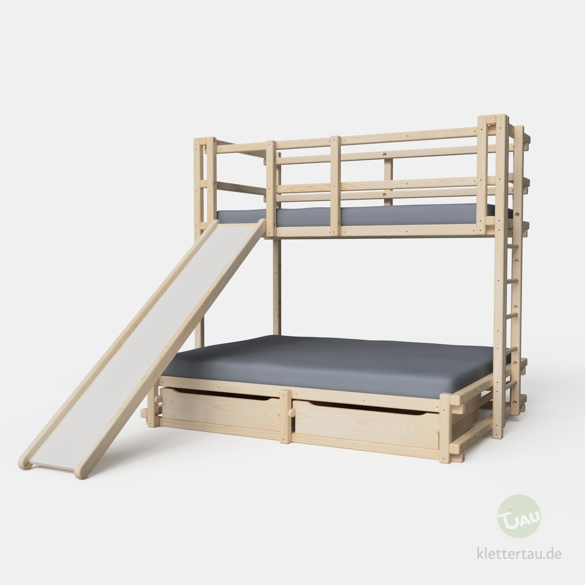 Etagenbett 90 über 160 mit Rutsche und zwei Schubladen von TAU Abenteuerbetten #Breite der unteren Liegenebene_160 cm