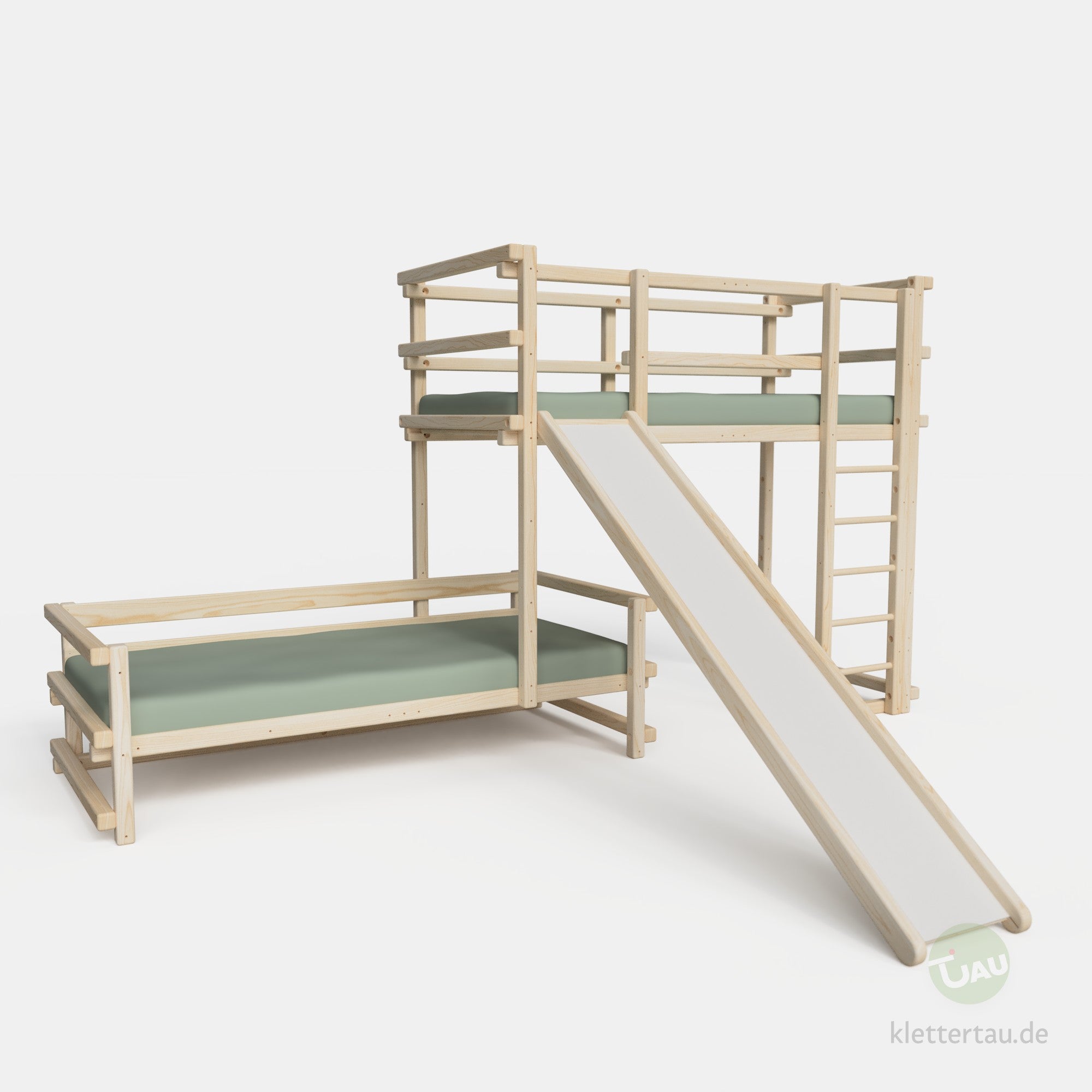 Etagenbett dreiviertelversetzt mit Rutsche #Schubladen_ohne Schubladen