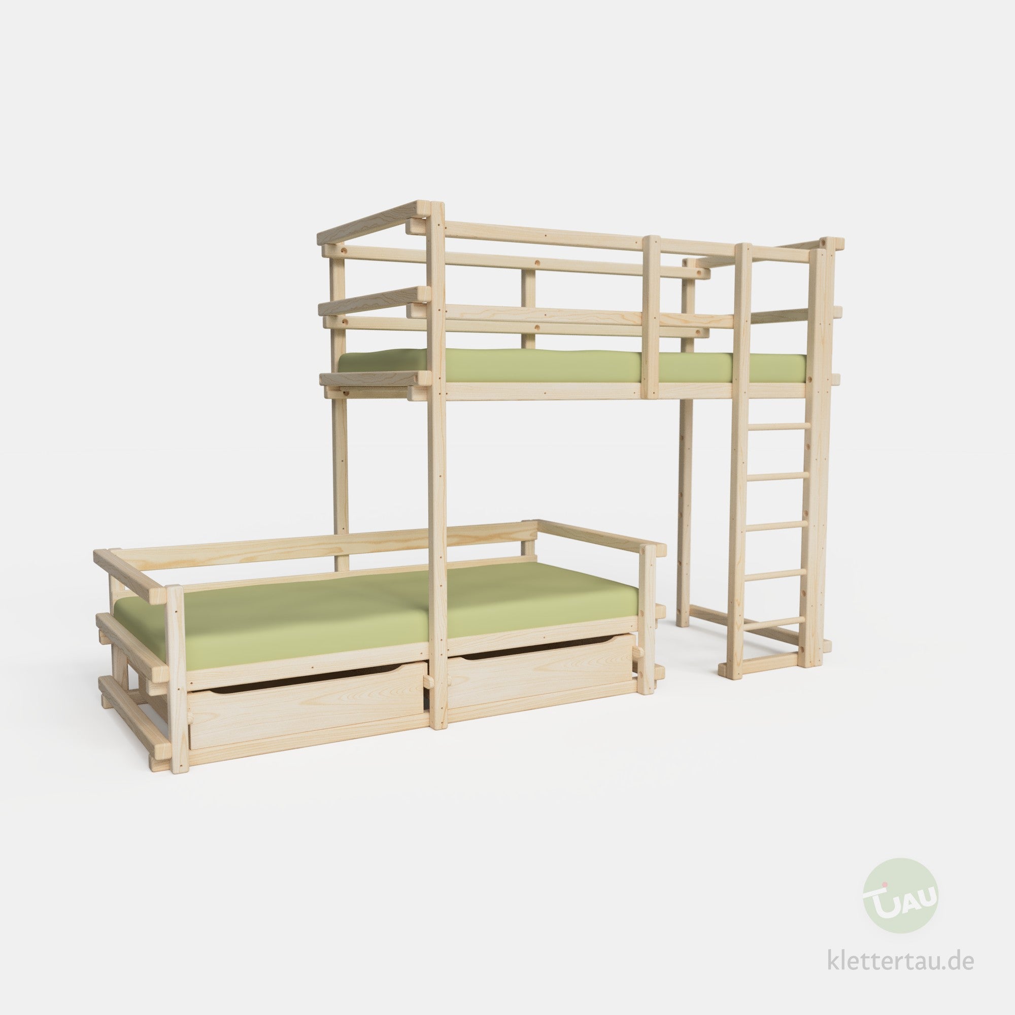 Etagenbett halbversetzt mit zwei Schubladen #Schubladen_zwei Schubladen