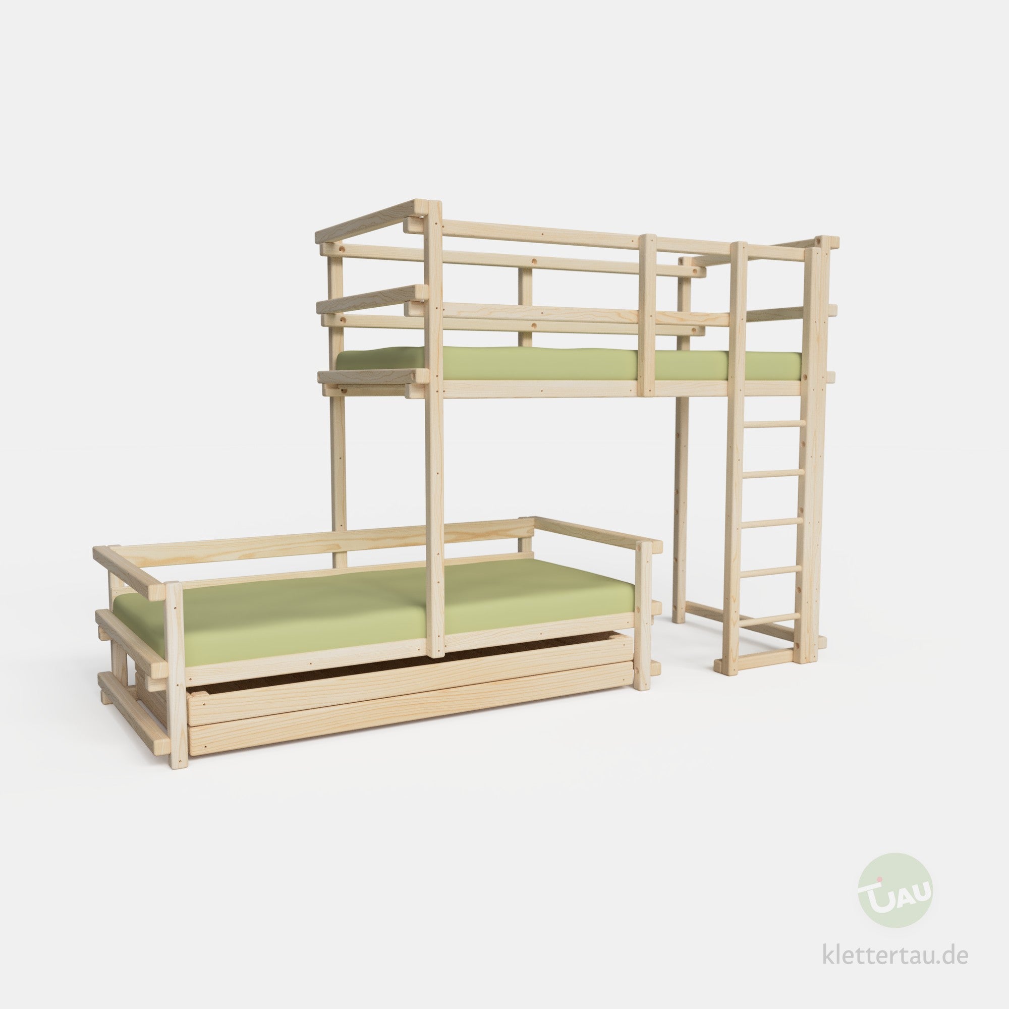 Etagenbett halbversetzt mit Riesenschublade #Schubladen_Riesenschublade