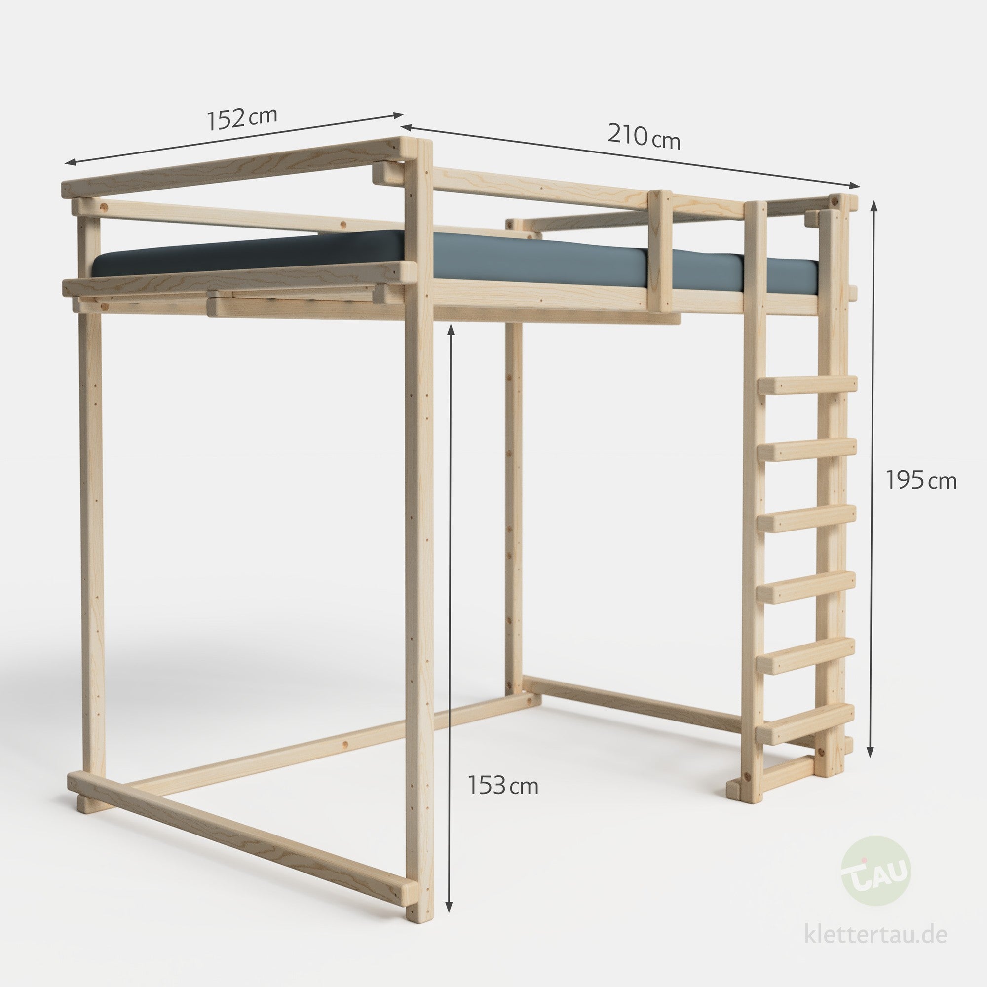 Maße des Jugendhochbetts 140cm von TAU Abenteuerbetten