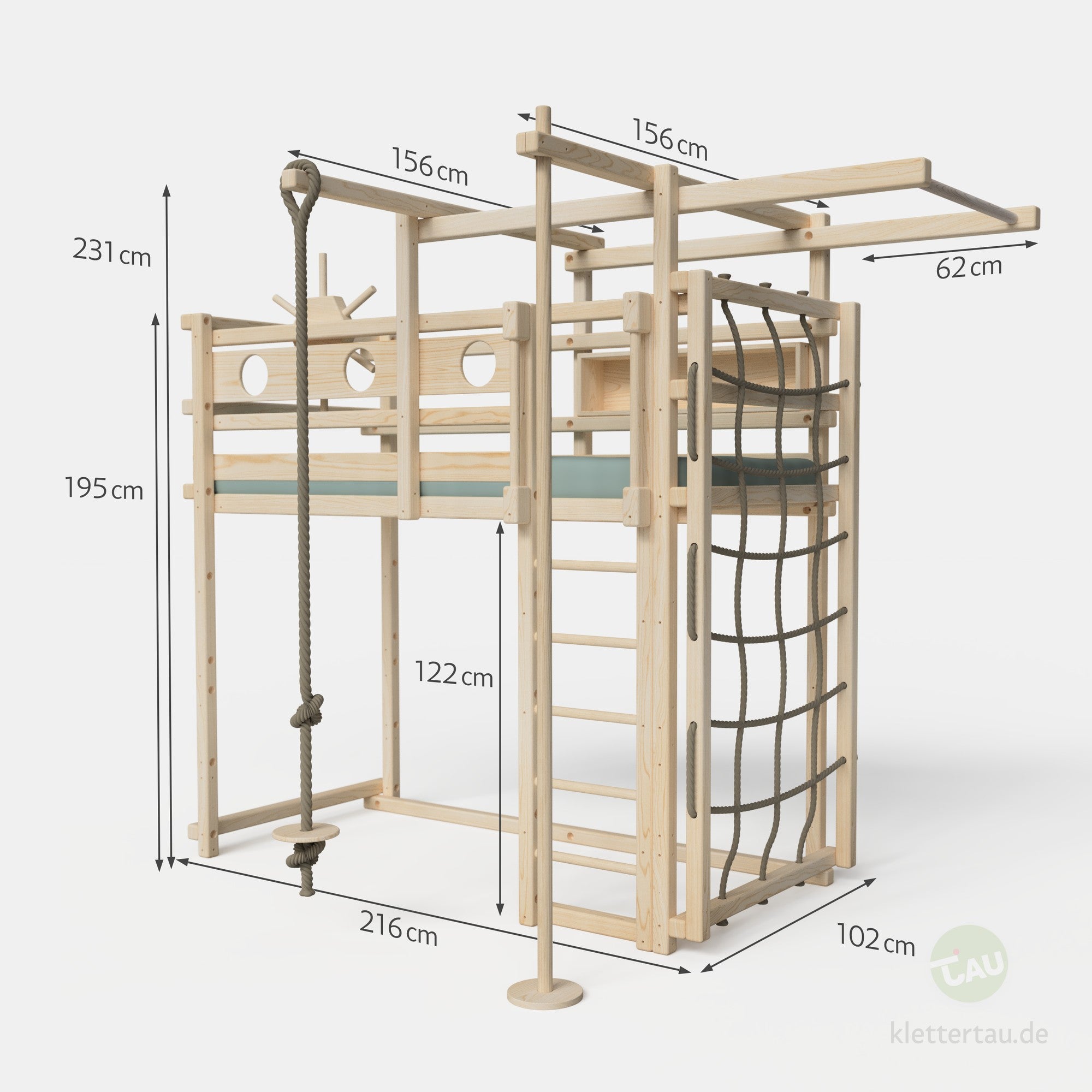 Maße des Piratenbetts Plus von TAU Abenteuerbetten