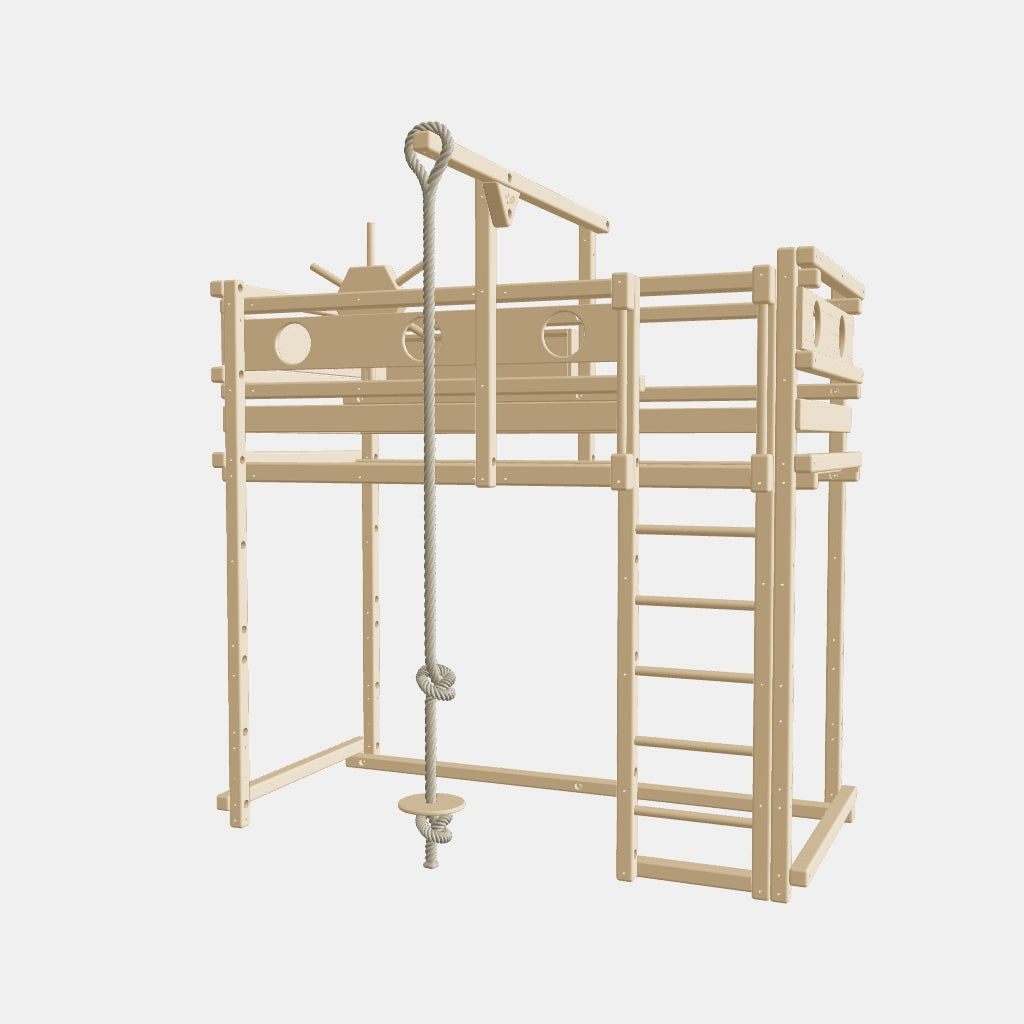 3D-Ansicht des Piratenbett Classic mit von TAU Abenteuerbetten 